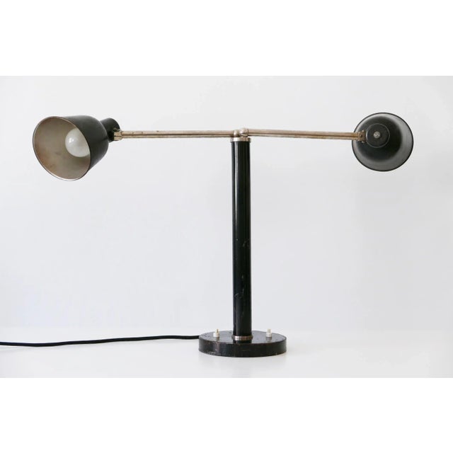 German Bauhaus Metal 2-Armed Table Lamp from Bünte und Remmler, 1920s For Sale - Image 9 of 18