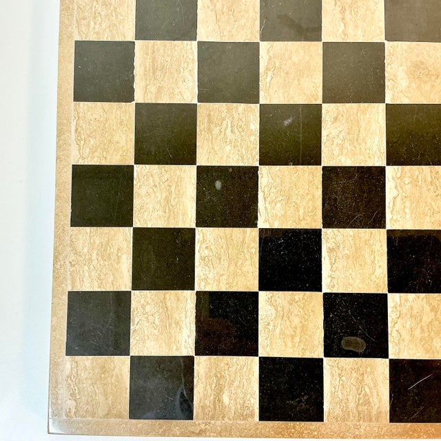 Stone 1970s Vintage Hollywood Regency Boho Chic Italian Marble Checkers or Chest Game Board. For Sale - Image 7 of 14