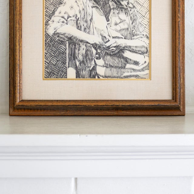 Early 20th Century Pen and Ink Portrait by Texas Artist Weldon Amerine For Sale - Image 11 of 12