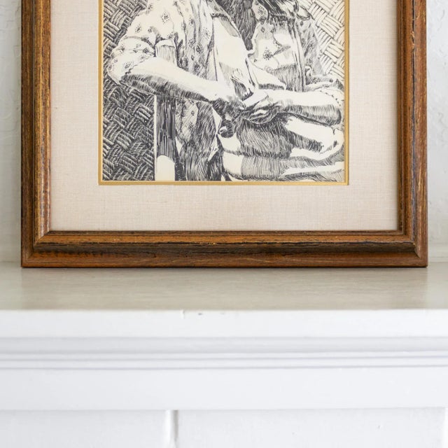 Early 20th Century Pen and Ink Portrait by Weldon Amerine For Sale - Image 11 of 12