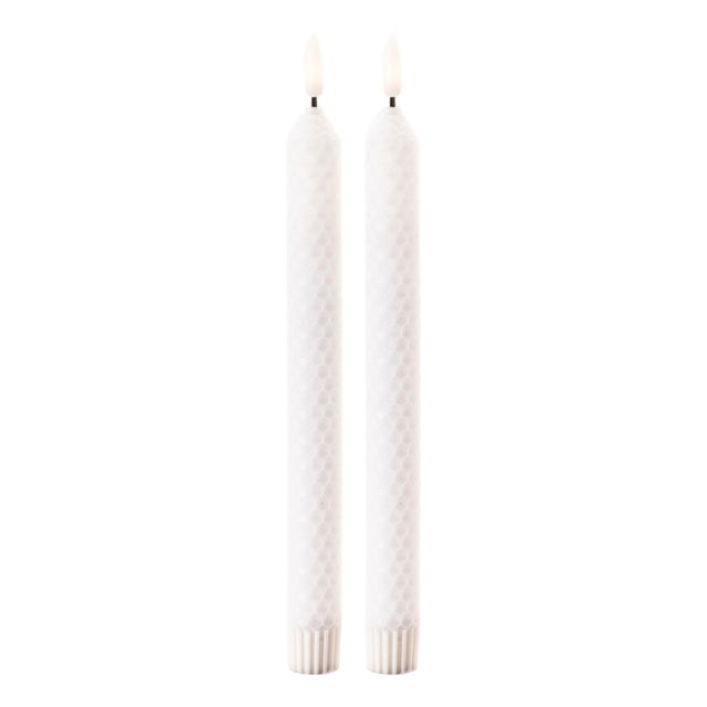 FIA WickWhite Textured Taper Candle (Set of 2) For Sale