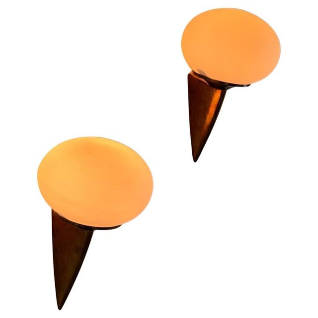 Lancia Wall Sconces in Brass and Opaline Glass from Stilux Milano, 1960s, Set of 2 For Sale - Image 14 of 14