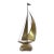 Vintage Mid-Century Modern Brass Sailboat Sculpture on Natural Stone Base For Sale