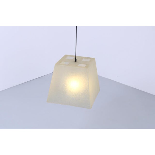 Square Transparent Fiberglass Look Pendant Lamp attributed to Roche Bobois, 1990s For Sale - Image 15 of 16