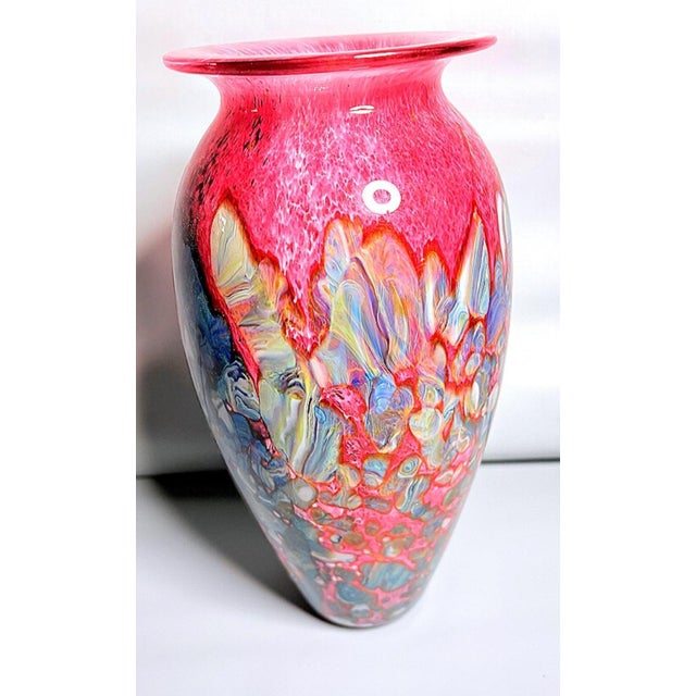 2004 Signed Robert Eickholt Hand-Blown Iridescent Art Glass Vase For Sale In Pittsburgh - Image 6 of 9