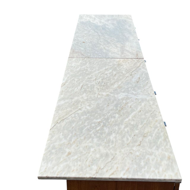 Gold Monumental Knoll Style 1960s Teak and Marble Extra Long Credenza For Sale - Image 8 of 12