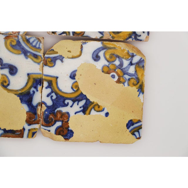 17th Century 17th Century Set of Six Floral Tiles, Portuguese For Sale - Image 5 of 14