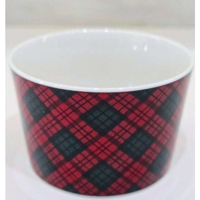 Vintage 1990s Sasaki Tartan Cermaic Cups by Charles Roberts, Red & Green Plaid, Made in Japan, Set of 5 For Sale In Dallas - Image 6 of 9