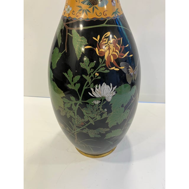 1920s Antique Japanese Cloisonné Vase 18 Inches For Sale - Image 5 of 9