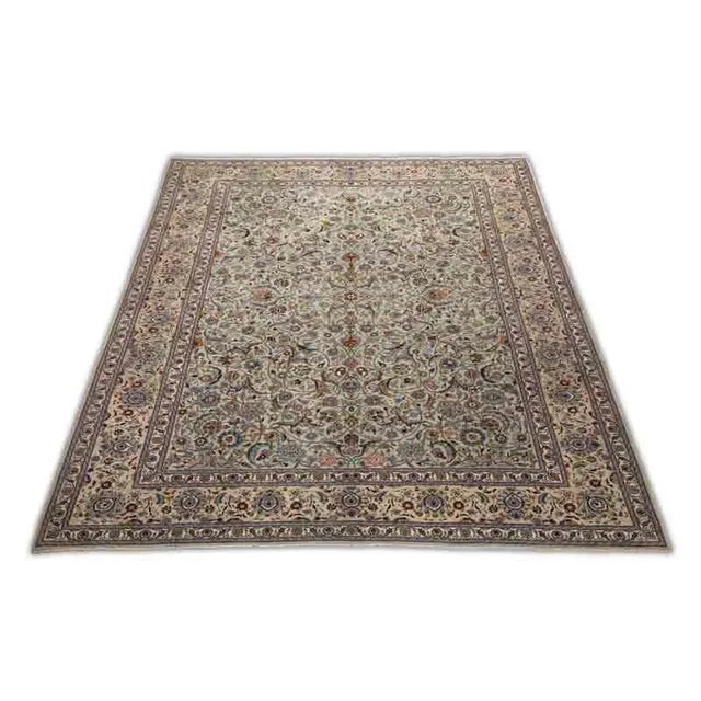 ACTUAL SIZE: 10’10” x 14’2″ PRIMARY COLOR: Lt. Blue / Beige AGE: Old MATERIALS: Wool FOUNDATION: Cotton PRODUCTION:...