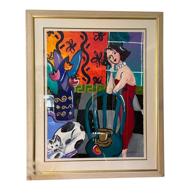 Extra Large Framed Painting, "To Pass the Time" 1 - Signed Unknown Artist For Sale