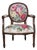 Vintage Louis XVI Style French Arm Chair Restyled/Restored- Vintage Cabbage Roses Floral Batkcloth Upholstery Fabric For Sale