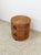 Italian Late 20th Century Pencil Reed Ribbed Round Rolling Side Table Drawer Gabriella Crespi Style For Sale - Image 3 of 9