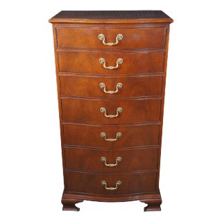 Baker English Georgian Serpentine Mahogany Lingerie Chest Semanier Dresser For Sale