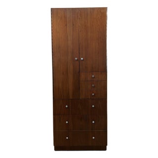 Mid-Century Walnut and Chrome Armoire Dresser by Directional, Attributed For Sale