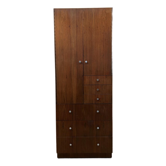 Mid-Century Walnut and Chrome Armoire Dresser by Directional, Attributed For Sale