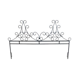 Hollywood Regency Vintage Scrolled Wrought Iron & Brass King Headboard For Sale