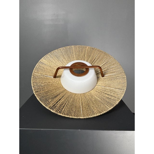Large Mid-Century Teak and Sisal Cord Pendant from Temde Leuchten, 1960s For Sale - Image 6 of 17