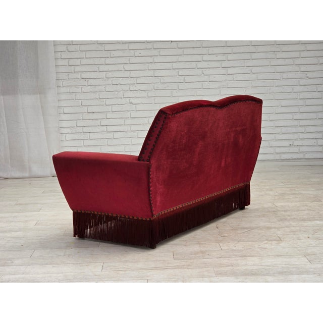 Danish 2-Seater Sofa in Red Furniture Velour, 1970s For Sale - Image 9 of 14