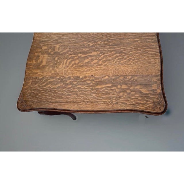 Antique Tiger Oak Table With Scalloped Apron For Sale - Image 9 of 11