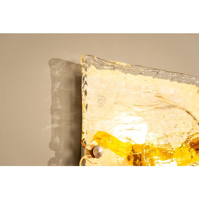 Cristal and Yellow Quilt Wall Lamps by Toni Zuccheri for Venini, Italy, 1970s, Set of 4 For Sale - Image 12 of 18