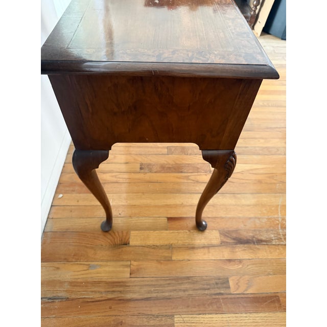 Traditional English Georgian Style Burl Lowboy Table or Chest, A Pair For Sale - Image 3 of 8