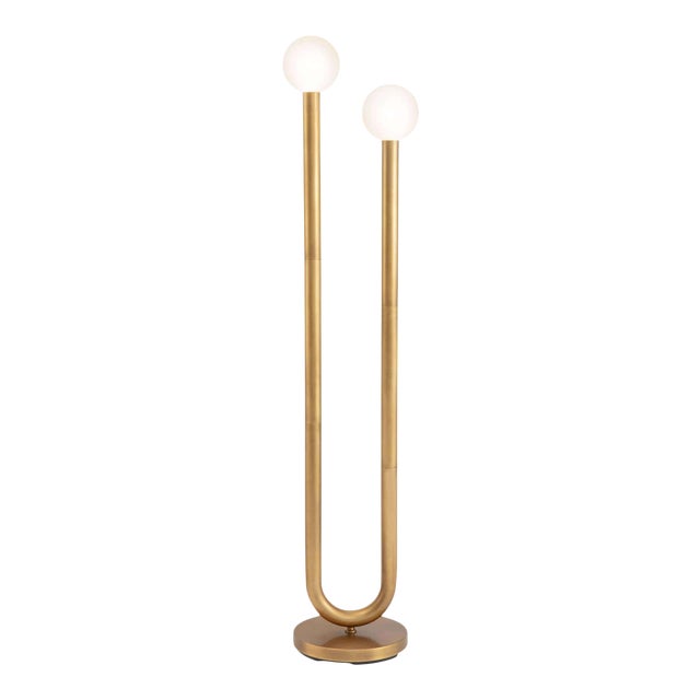 Regina Andrew Happy Steel Floor Lamp, Natural Brass For Sale