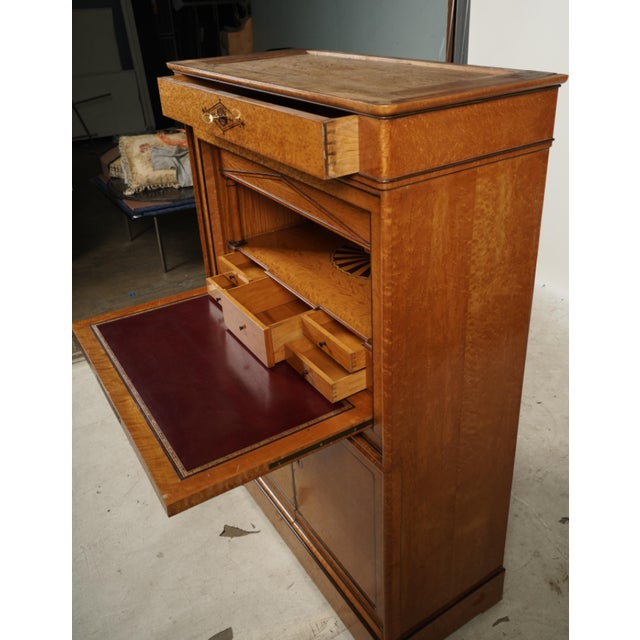 Remarkable 19th Century French Art Deco Secretaire Abattant with fitted interior and two keys, Leather Desk Top stamped to...