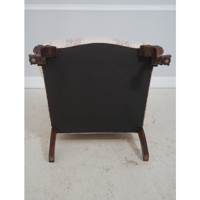 Southwood Clawfoot Mahogany Damask Wing Chair For Sale - Image 16 of 18