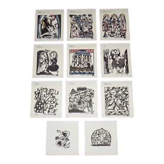 Vintage Signed/Dated & Chop Marked Sadao Watanabe New Testament Woodblock Prints - Set of 11 For Sale