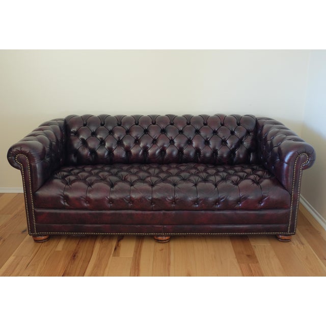 Modern Wine Colored Leather Chesterfield Chairish