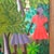Signed W. Coulano Haitian Naïve Village Landscape Painting 26" For Sale - Image 9 of 10