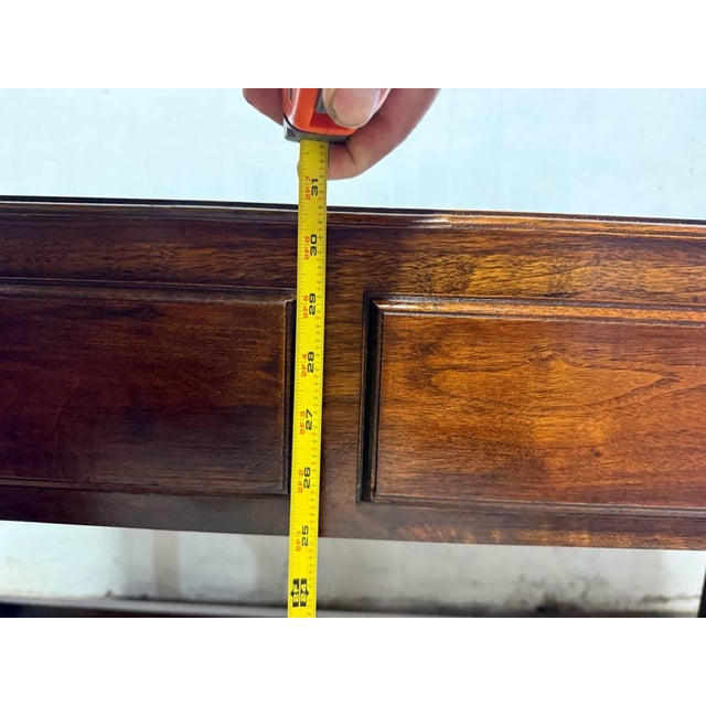 Vintage Chinioiserie Style Glass Rattan Top 2 Tier Console Table Desk For Sale - Image 10 of 14