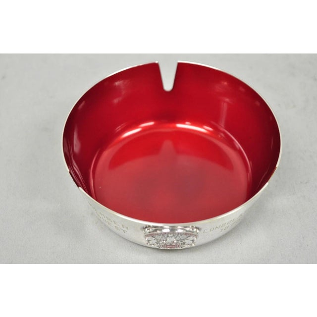 Mid-Century Modern Vintage Reed & Barton 22 Silver Plated Red Enamel Columbia Country Club Ashtray For Sale - Image 3 of 13