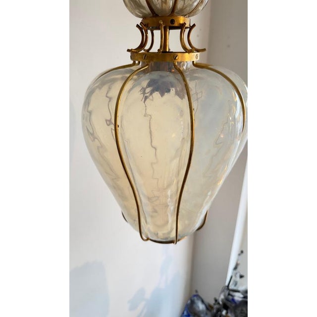 Gold Mid-Century Murano Glass Pendant Lamp attributed to Barovier & Toso, Italy, 1960s For Sale - Image 8 of 12
