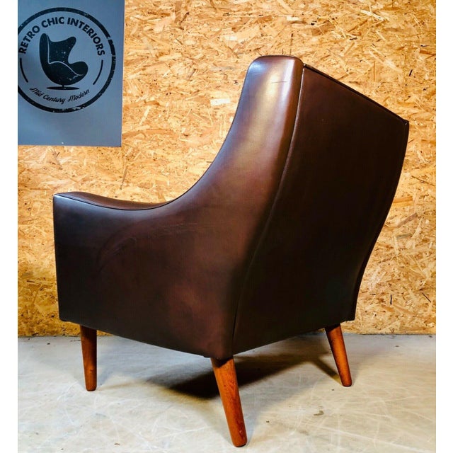 Brown Vintage Danish Leather Lounge Chair by Georg Thams, 1960s For Sale - Image 8 of 13