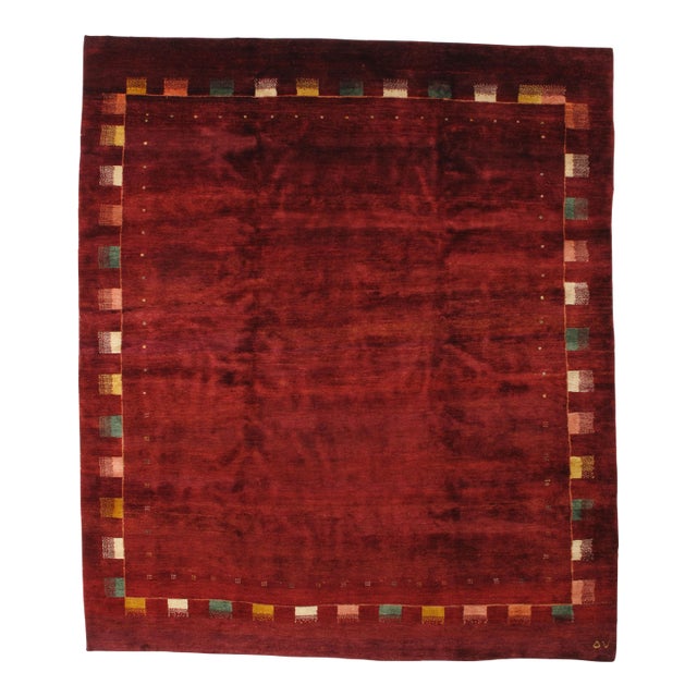 Vintage Hand-Knotted Persian Gabbeh Rug 8'4" X 9'7" For Sale