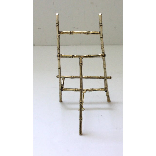 Vintage Faux Bamboo Polished Brass Tabletop Easel For Sale - Image 4 of 11