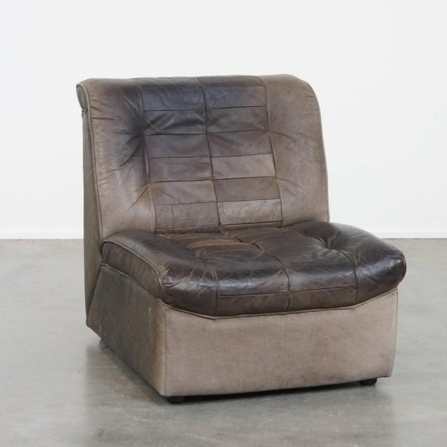 Vintage Gray Leather Armchair, 1970s For Sale - Image 12 of 12