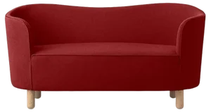 Raf Simons Vidar 3 Mingle Sofa in Red and Natural Oak by Mogens Lassen