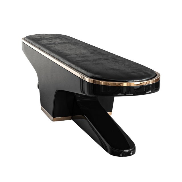 "Falce" Bench With Stainless Steel and Bronze Details, Handcrafted For Sale - Image 4 of 6