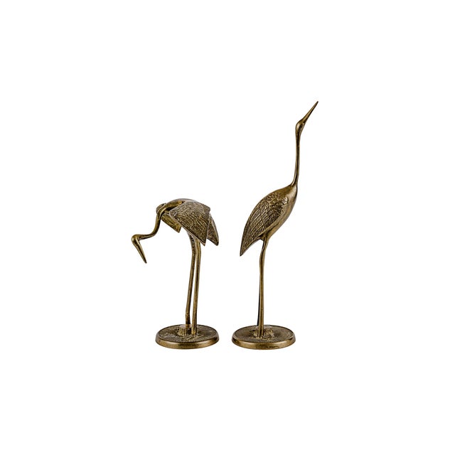 Mid-Century Modern Leonard Brass Crane Figurines (12"). Iconic examples of Mid-Century Modern and Hollywood Regency...