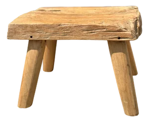 Small Side Table or Stool in Four-Legged Blond Teak