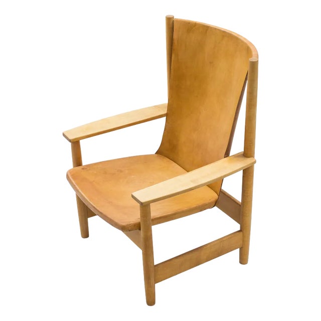 Modern Swedish Leather Lounge Chair, 1950s For Sale