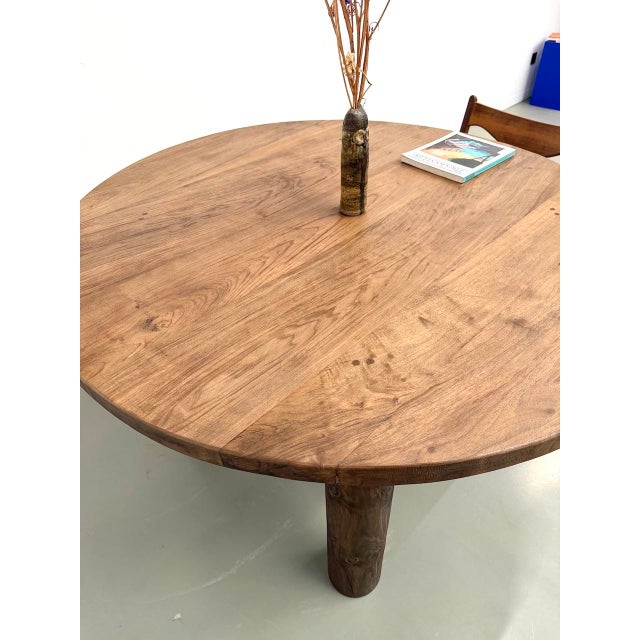 Constructivist Round Table in Walnut, 1950s For Sale - Image 16 of 18