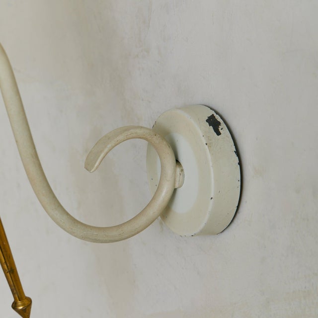 1950s 1950s French Brass Single-Arm Wall Sconces in Manner of Maison Arlus - a Pair For Sale - Image 5 of 8