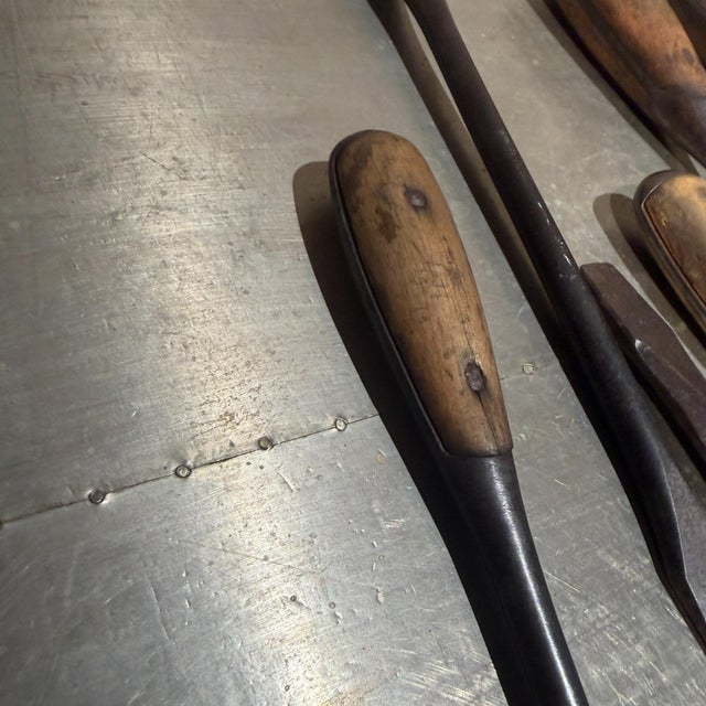For your consideration, vintage "Perfect Handle" screwdrivers, featuring distinct wooden scales riveted to a metal handle...