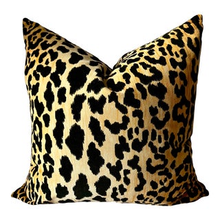 Custom Made Clarence House Leopard 'Samburu' Velvet Pillow-Feather Insert For Sale