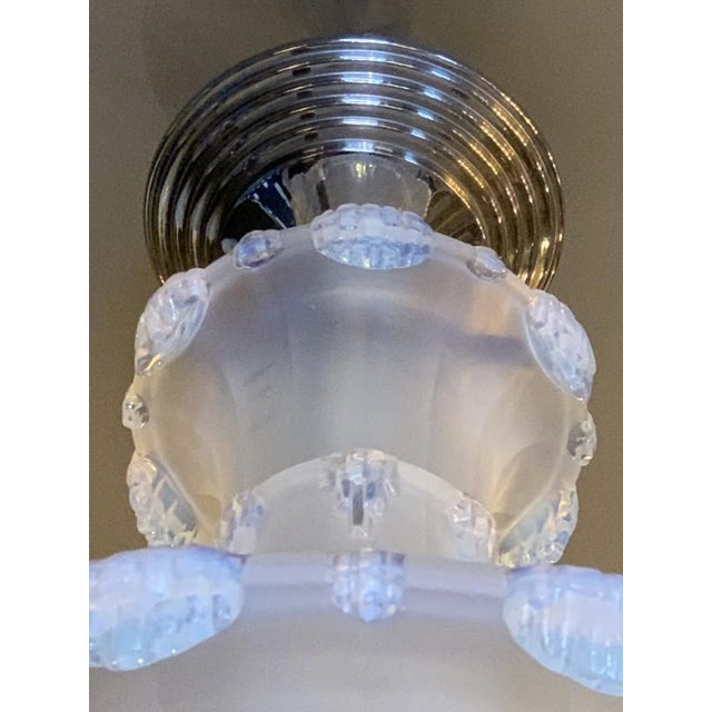 Art Deco Cascade Opalescent Frosted Glass Chandelier by Jean Gauthier for Ezan, 1930s For Sale - Image 13 of 18