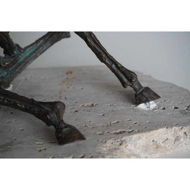 Metal Fernando Mario Paonessa, Horse Sculpture, 1980s, Bronze and Travertine For Sale - Image 7 of 13